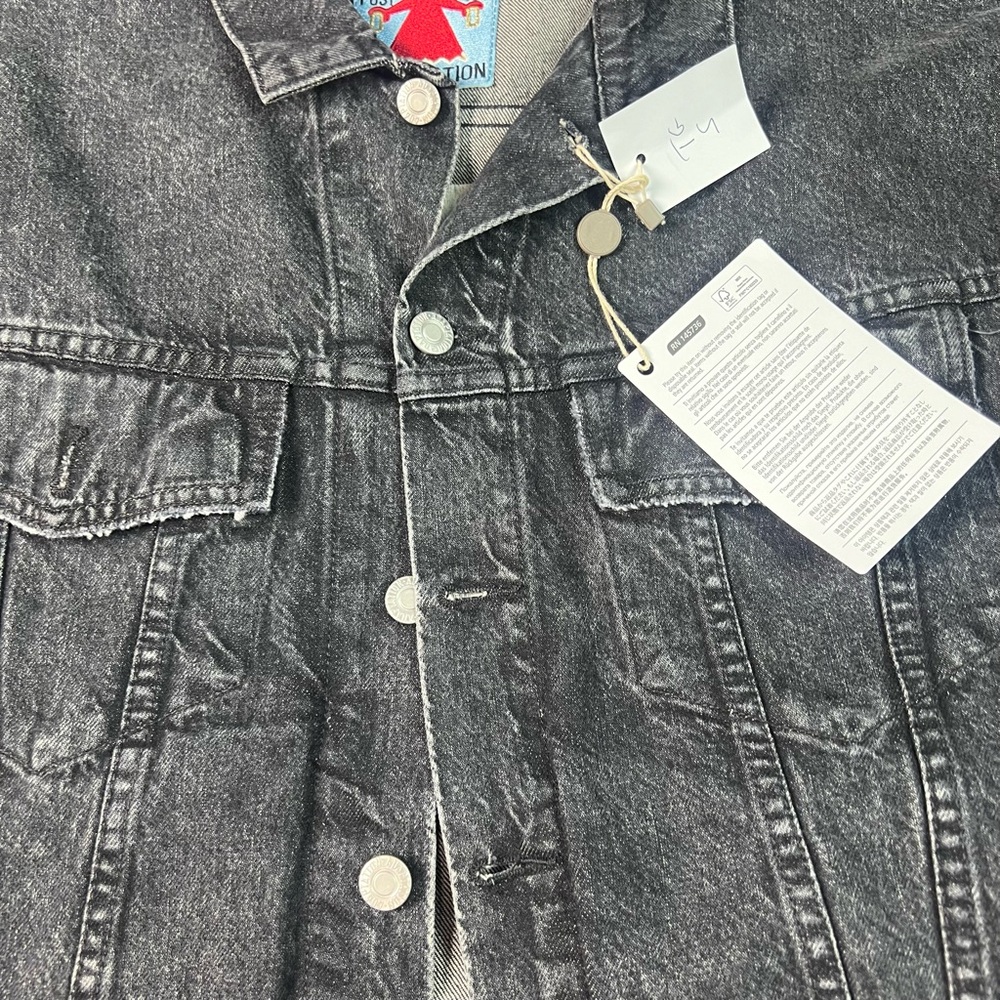 Adaptation Black Roxy Distressed Denim Jacket - Picture 7 of 16